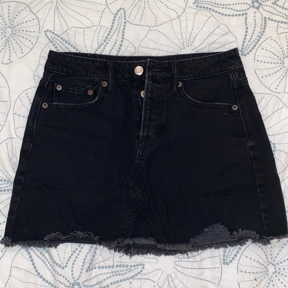 Barely Worn American Eagle Black Jean Mini Skirt